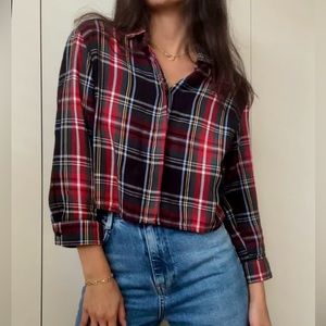 Mango plaid cropped shirt